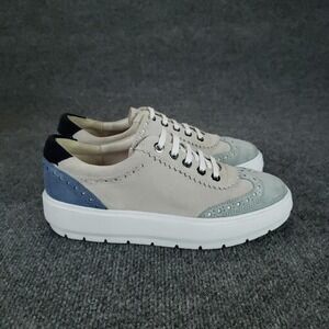 Geox Respira Shoes‎ Womens Size 10 Beige Blue Suede Leather Platform Brogue